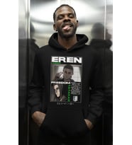 Eren Yeager Freedom Tatakae Baskılı Unisex Oversize Attack On Titan Hoodie