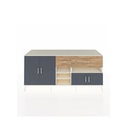 Kronos Konsol 5 Raflı 2 Çekmeceli 4 Kapaklı 220x59x99 Aytaşı-Antrasit/Çam