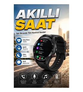 Akıllı Saat Bluetooth Bağlantılı Sesli Asistanlı Bildirim ve Müzik Destekli Yeni Model