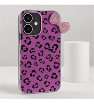 iPhone 15 Plus ile Uyumlu Parlak Leopar Desenli Ta?l? Fiyonk Telefon K?l?f? � ?ok Emici, �izilmez, Esnek Koruma Kapak, ?effaf Kenarl? Tasar?m Pink