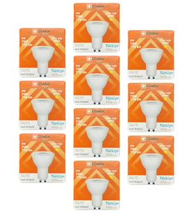 (10 Adet) Osaka 9W (70W) Sarı Işık (3000K) GU10 Duylu Led Çanak Ampul