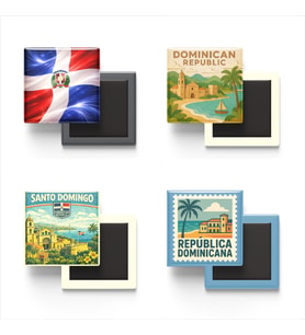 Buzdolap Magnetleri - Dominik Cumhuriyeti Santo Domingo - 4'lü Set Magneti