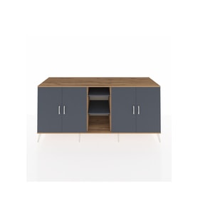 Kronos Konsol 4 Raflı 4 Kapaklı 220x59x99 Çam-Antrasit/Antrasit