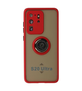 Samsung Galaxy S20 Ultra Kılıf Montreal Yüzüklü Silikon Kapak - Kırmızı