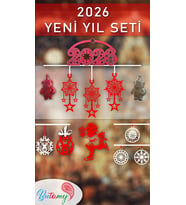 2026 Yeni Yıl Yılbaşı ağacı süs 12'li Seti