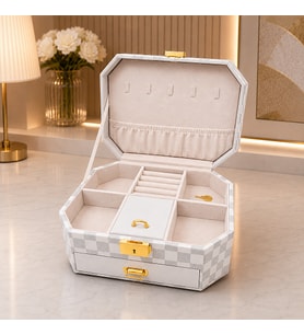 Lüks Takı ve Mücevher Saklama Kutusu 20 CM Çekmeceli Kilitli Organizer Takı Kutusu