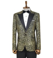 Tüy Desenli Slim Fit Siyah Erkek Smokin Ceket - Wessi