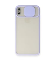 Apple İphone X Kılıf Palm Buzlu Kamera Sürgülü Silikon - Lila