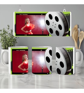 Kişiye Özel Sinema Film Rulosu Fotoğraflı Kupa Bardak - Film Severlere Özel Hediye - Netflix, 330ml, Beyaz (Doğal Beyaz)