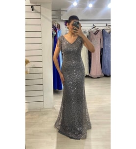 MADONNA YAKA BONCUK İŞLEMELİ BALIK ABİYE