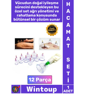 #HacamatSeti Profesyonel Masaj Terapi Ağrı Giderici Pompalı Vakumlu Hacamat Kupa Çekme Seti 12 Parça