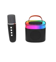 Doppler Diamond Ledli Siyah Bluetooth Hoparlör ve Mikrofon Kablosuz Mini Karaoke Seti Mikrofonlu