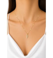 Xuping Gold Renkli, Zirkon Taşlı F Harfi Kolyesi - 45 cm (Anti-Alerjik)