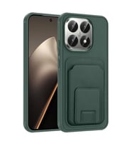 Coverzone Xiaomi 15T ile Uyumlu K?l?f Z-Bikart Kart B�lmeli Standl? Kilif, Deri Dokulu Y�zey, Darbe Emici Kenar Koruma, Arka Kapak Tasar?m? Xiaomi 15T kilif Koyu Ye?il