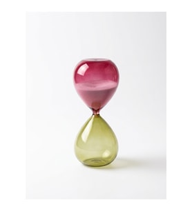 Kişiye Özel Nordic Tasarım Bordo Yeşil Cam Kum Saati 30 Dakika 19 x 8 cm Dekoratif Masaüstü Zaman Ölçer - Bordo-Yeşil
