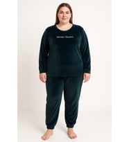 Kadın 13214-2657 Büyük Beden Kadife Pijama Takımı