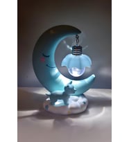 Dekoratif Bebek Çocuk Odası Ay Şekilli Led Gece Lambası Masaüstü Led Işık Masa & Gece Lambası 14 CM (Mavi)