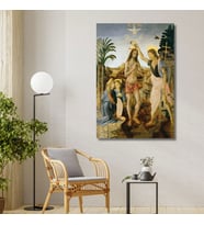 Tekli Dikey Kanvas Duvar Tablosu Leonardo Da Vinci İsa’nın Vaftizi