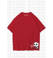 Unisex Kadın Erkek Nevermınd Panda Özel Tasarım Baskılı  Oversize Tshirt (Kırmızı)