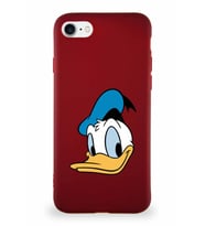 Apple iPhone 7 Soft Premier Kapak Donald Duck-B Tasarımlı Silikon Kılıf - Mürdüm (Şeffaf)