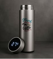 BK Gift Coffee Tasarımlı Filtreli Dijital Göstergeli Gümüş Çelik Termos-7, Arkadaşa Hediye, Sevgiliye Hediye, Yeni İş Hediyesi (Beyaz)