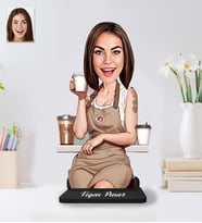 Kişiye Özel Bariste Kadın Model Ahşap Biblo-65