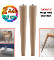 2 Adet Ahşap Ayak 35 Cm Masa Zigon Sehpa TV Ünitesi Puf Tabure Ayağı Ayakları Konik M8 Civatalı