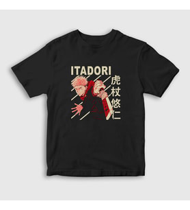 Presmono Unisex Çocuk Siyah Yuji Anime Jujutsu Kaisen T-Shirt 130702tt