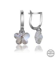Swarovski Crystal Taşlı Gümüş Beyaz Papatya Sallantılı Kadın Küpe