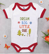 BK Kids Dream Big Little One Tasarımlı Kırmızı Bebek Body Zıbın-1