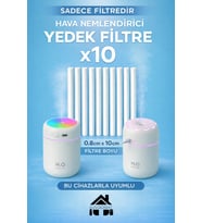 10 Adet Hava Nemlendirici Buhar Makinesi Filtresi, 0.8cm x 10cm, 250-300ml Uyumlu