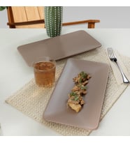 Keramika Mat Toprak Taupe Siera Kayık Tabak 33 Cm 2 Adet