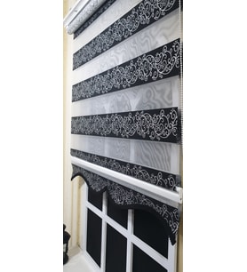 StorBurada Zebra Stor Perde Siyah Sarmaşık Gümüş Simli  Etek Dilimli STB9300 V 03