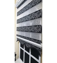 StorBurada Zebra Stor Perde Siyah Sarmaşık Gümüş Simli  Etek Dilimli STB9300 V 03