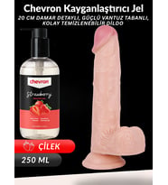 250 ML Çilekli Kayganlaştırıcı Jel + 20 cm Gerçek Dokulu Vantuzlu Yapay Set