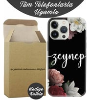 Kişiye Özel Resimli Fotoğraflı Baskılı Silikon Telefon Kılıfı Çiçekli Yazı - Hediye Kutulu