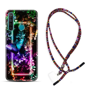 Realme 5i 5 Pro 6i 7 Pro 8 Kılıf Boyun Asklı Rasta Silikon Butterfly Neon 1684