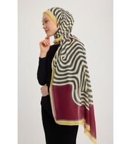Schaless Yaşam İzi - Kahverengi - Efilia Desenli Şal - 70x190 Cm (Yeşil)