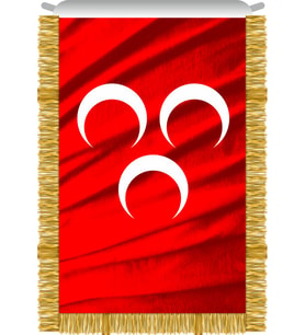 Üç Hilal Bayrağı Kırmızı Renkli Dikey 70x105cm