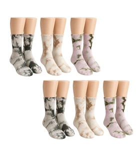 Unisex Batik Desenli Çorap 6'lı Set Pamuklu Uzun Soket Dikişsiz Nefes Alan Günlük Spor Konfor Çorabı — Çok Renkli, 36-40