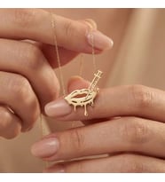 Kişiye Özel Tasarım Dudak ve Şırınga Figürlü Kolye 925K Gümüş (Gold)