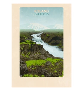 Seyahat Posterleri - Gulfoss Izlanda Tablo Ahşap Poster Dekoratif