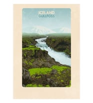Seyahat Posterleri - Gulfoss Izlanda Tablo Ahşap Poster Dekoratif