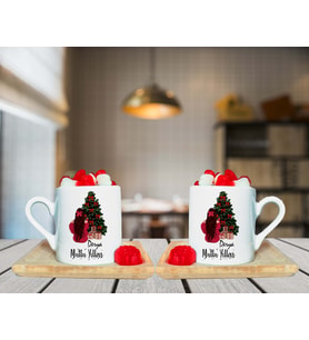 Mutlu Yıllar & Merry Christmas Yılbaşı Tasarımlı Çift Ahşap Tabaklı Kişiye Özel Türk Kahvesi Fincanı Seti