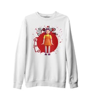 Squid Game - Robot Bebek Beyaz Erkek Kalın Sweatshirt