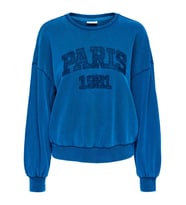 Only Kadın Bisiklet Yaka Paris Sweatshirt - 15276941 (Mavi)