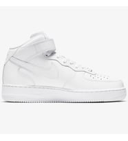 Nike Air Force 1 '07 Mid Leather Unisex Sneaker Hakiki Deri Yüksek Bilek Günlük Spor Ayakkabı Beyaz