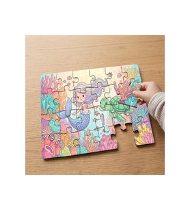 Deniz Kızı ve Sualtı Dünyası Tasarımlı 24 Parça Ahşap Çocuk Puzzle