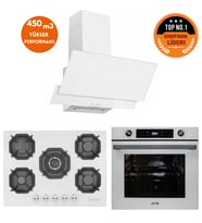 Eminçelik ve AFM TECH Markalı / ETNA 5 Gözlü 1'WOK Beyaz Ankastre Set ( 22 386 + FM7701 + FM3301 )
