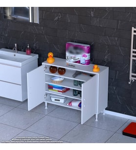Modilayn SÖKE 100x75x32,5 cm’ lik Küçük Alanlar İçin Akıllı Çözümler 2 Kapaklı 4 Göz Raf Dolap